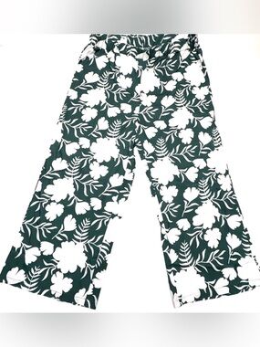 ECOWISH Green Floral Wide Leg Palazzo Pants Comfort Waist 3XL NWOT